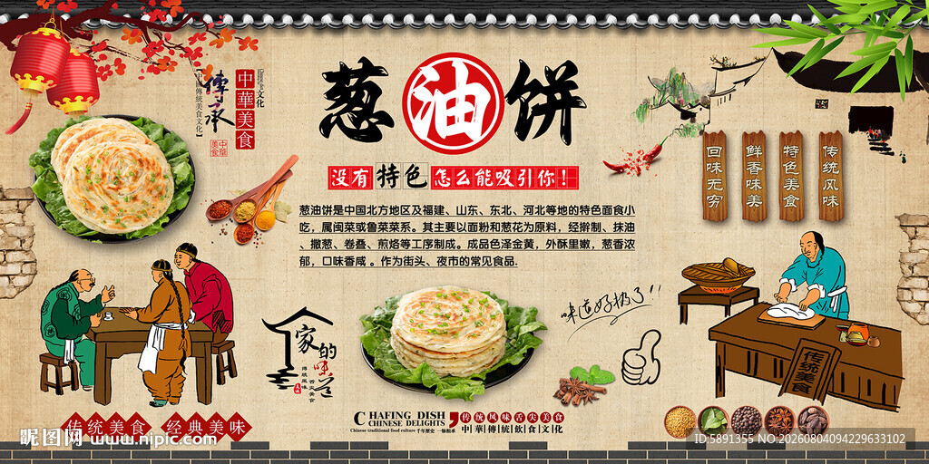 葱油饼背景墙