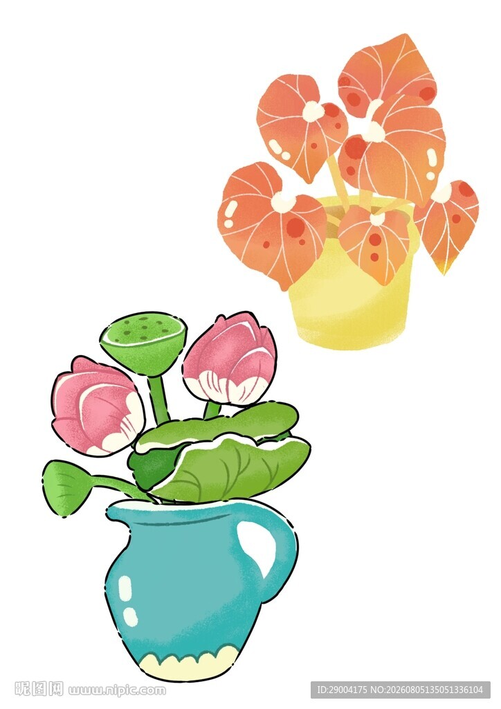盆栽花卉插画素材集合