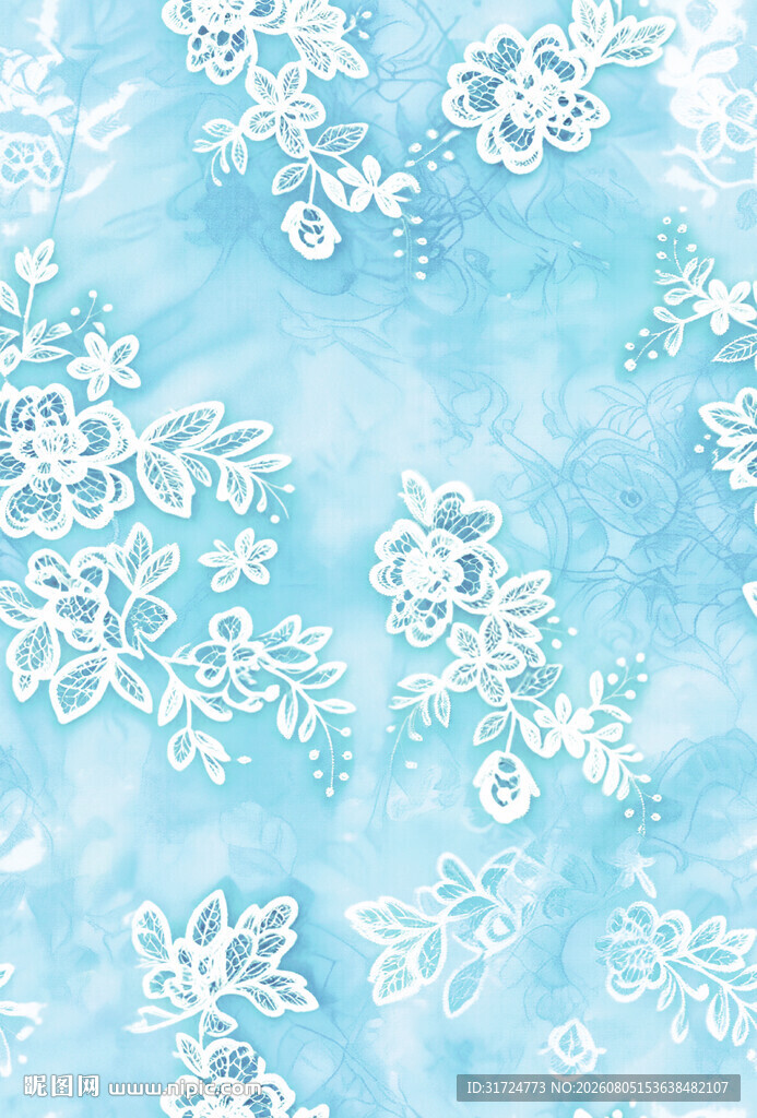 蓝色背景上的精美雪花图案
