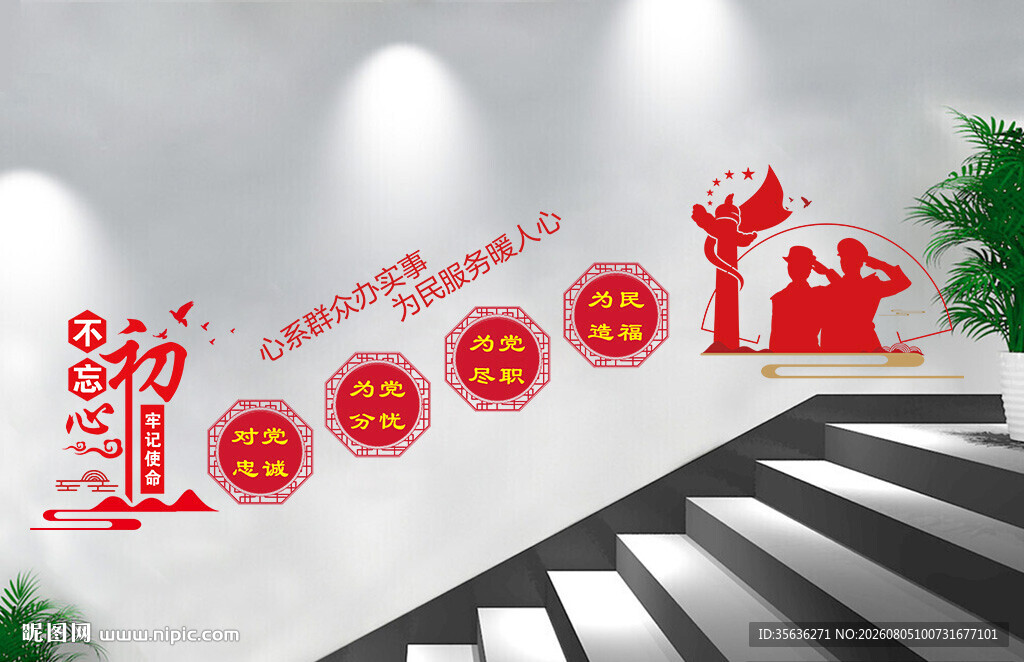  为人民服务楼梯文化墙