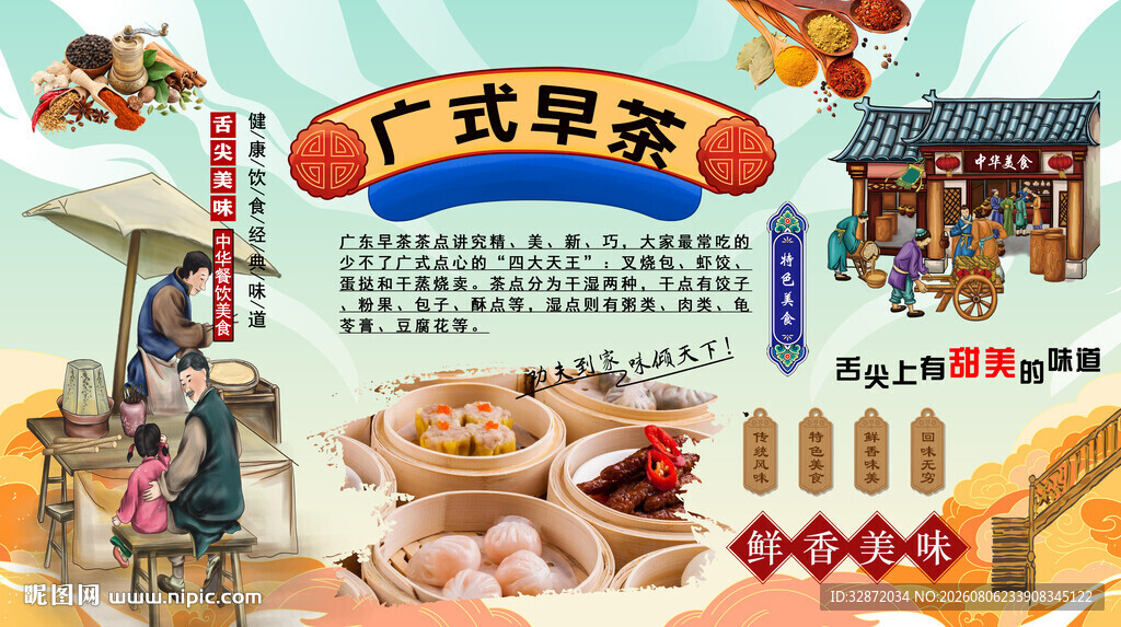 广式早茶背景墙