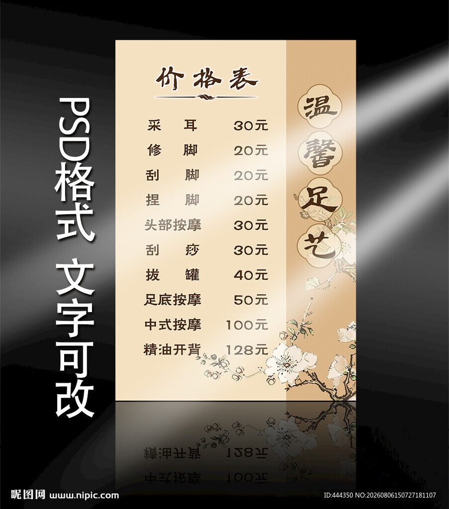 足浴店价目表展示
