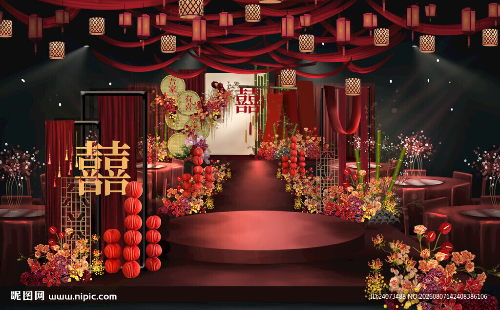 中式婚礼浪漫喜庆场景
