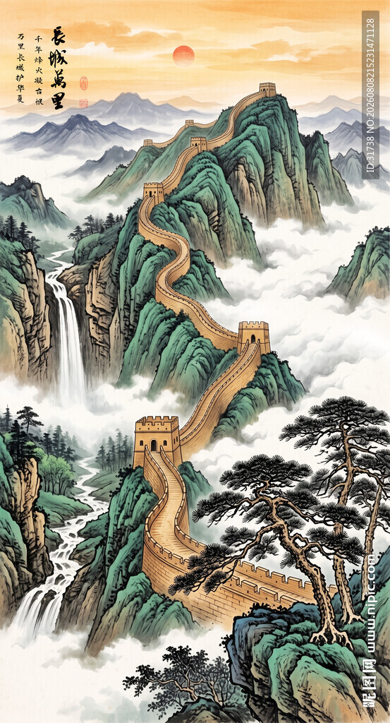 高清国画长城