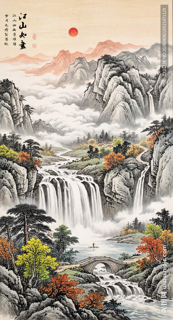 竖幅山水画