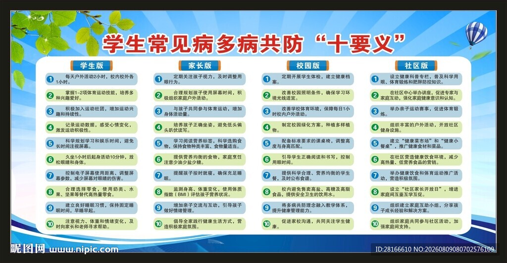 学生常见病多病共防十要义