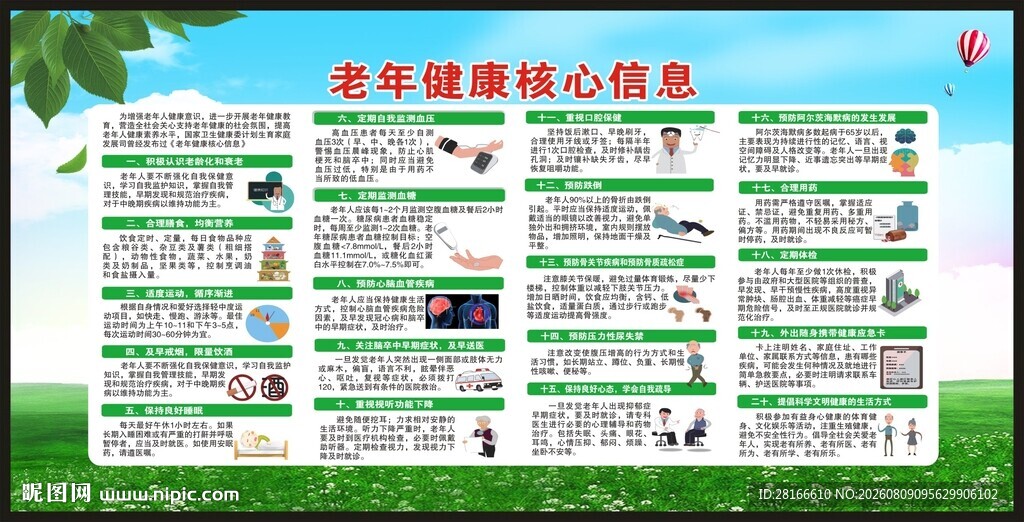 老年健康核心信息宣传栏