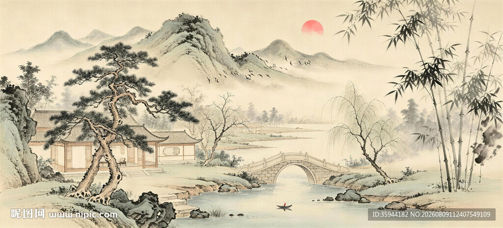 中式意境山水画