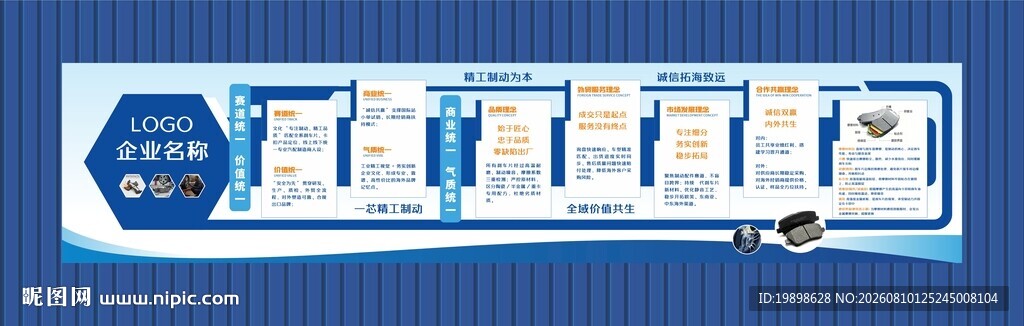 蓝色简约企业发展历程展板