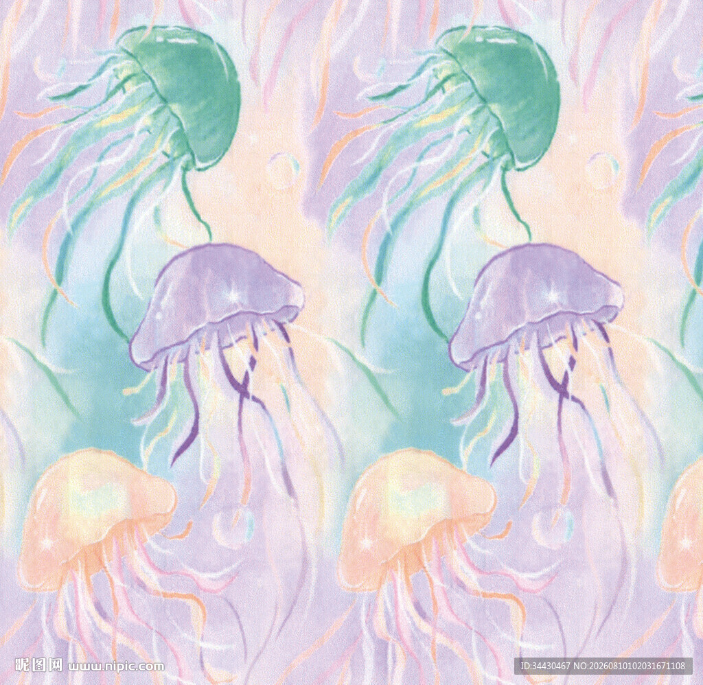 梦幻水母插画图案