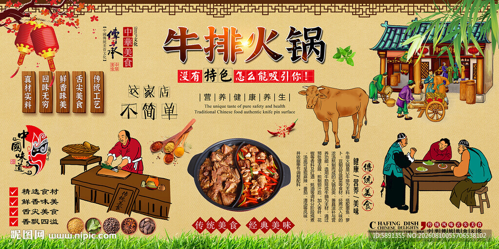 牛排火锅背景墙