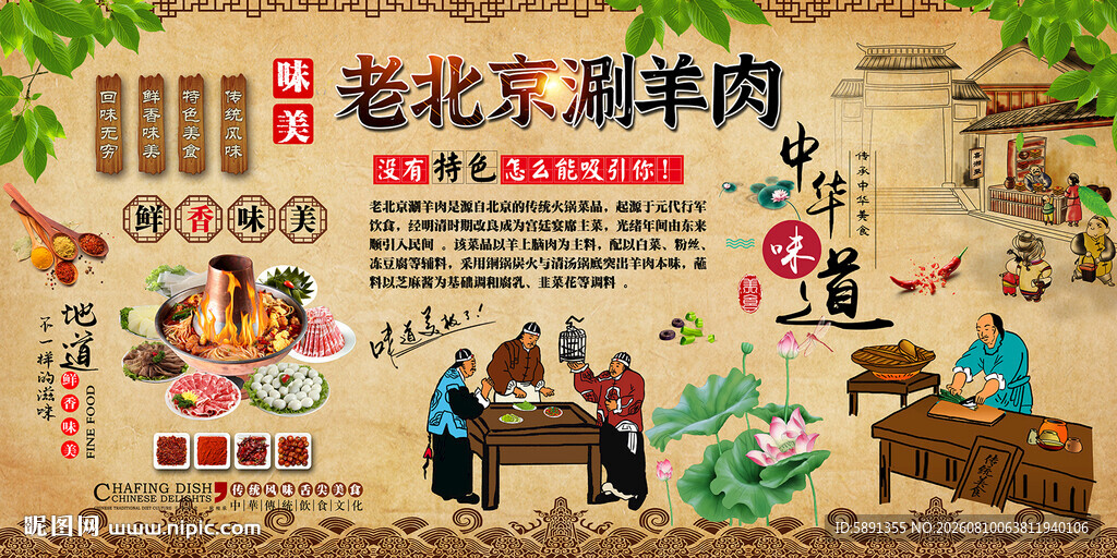 老北京涮羊肉背景墙