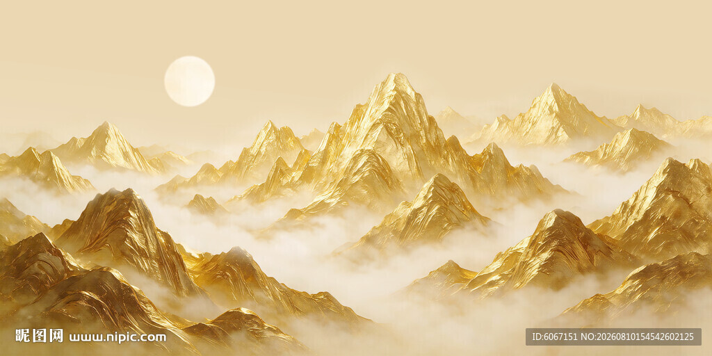 日照金山山水画
