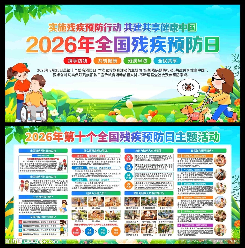 2026年全国残疾预防日展板