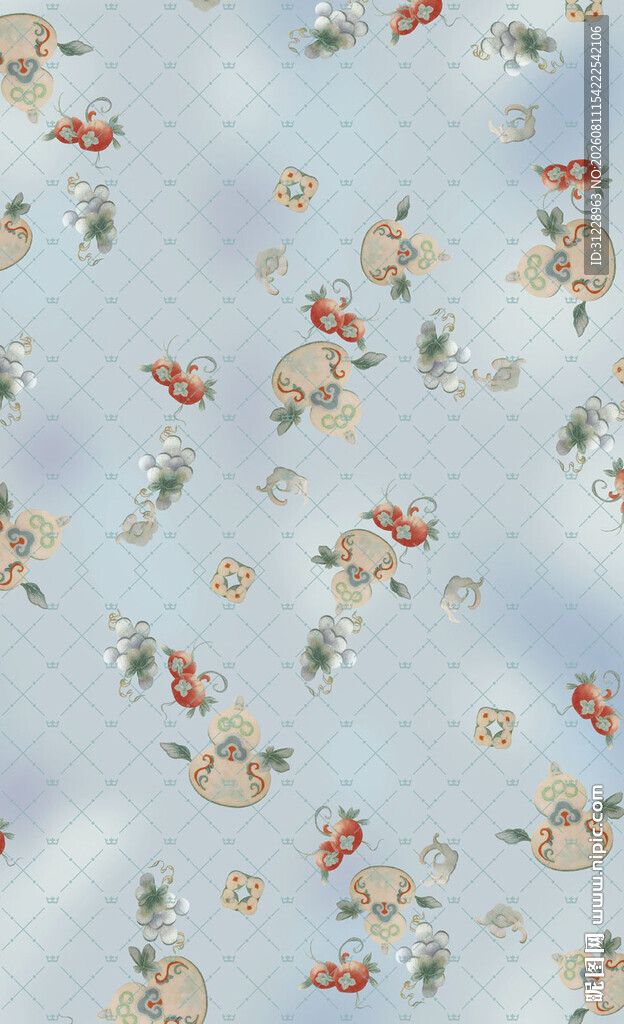 浅蓝色碎花布料图案