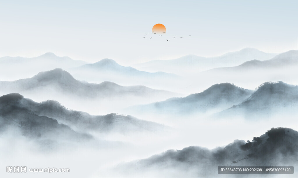 新中式水墨山水画