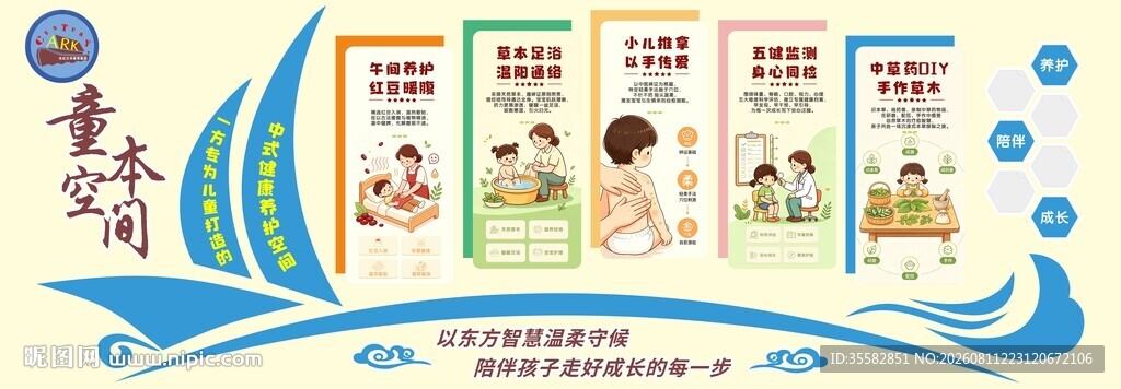 中式健康养护空间五大养护文化墙