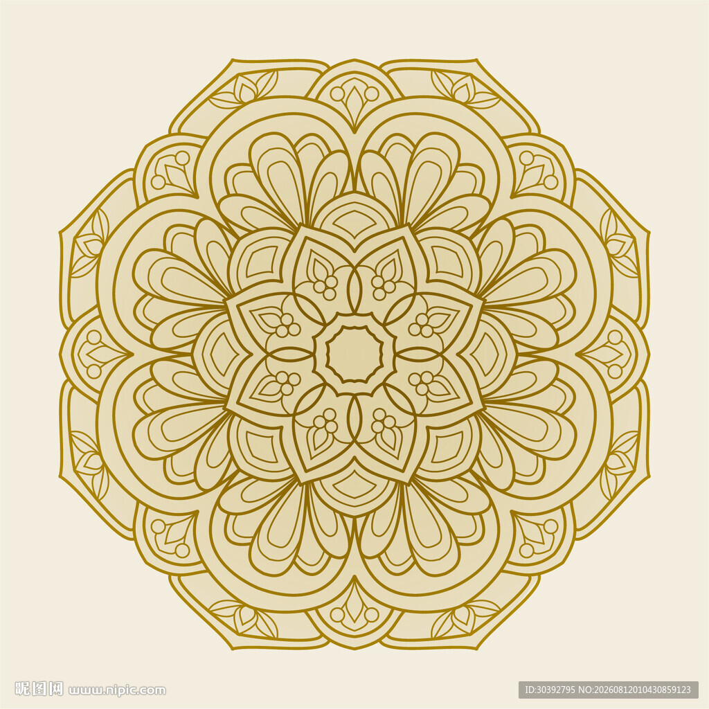 金色藏式莲花纹图案