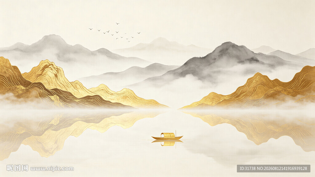 金色山水画