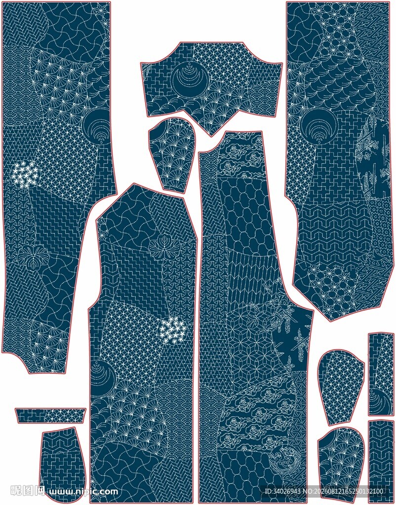 蓝色花纹