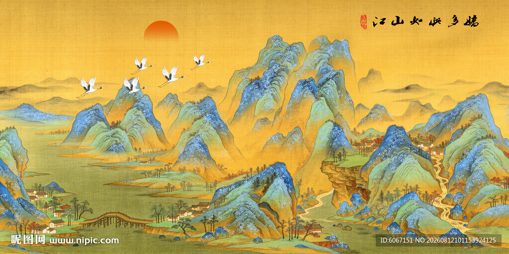 千里江山图背景墙