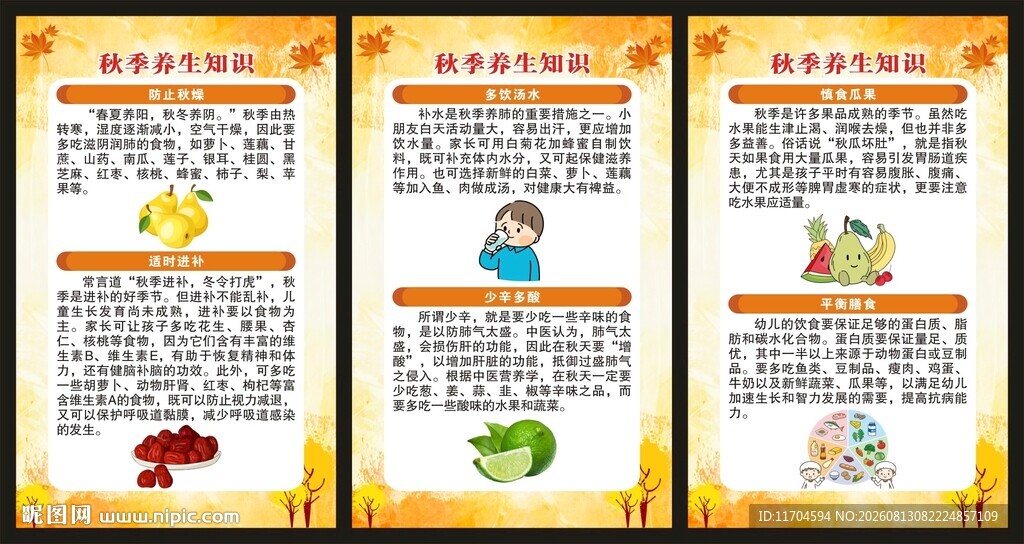 秋季养生知识展板