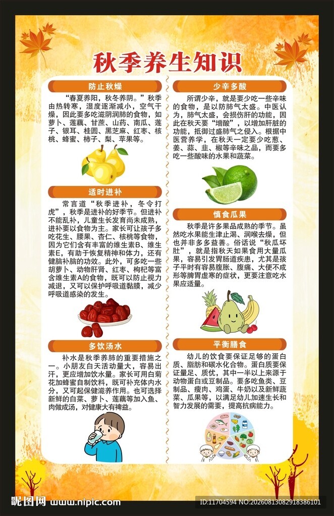 秋季养生知识海报