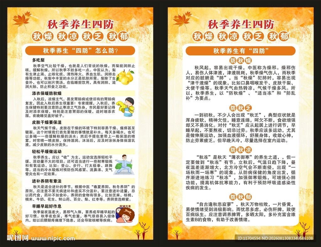 秋季养生知识展板