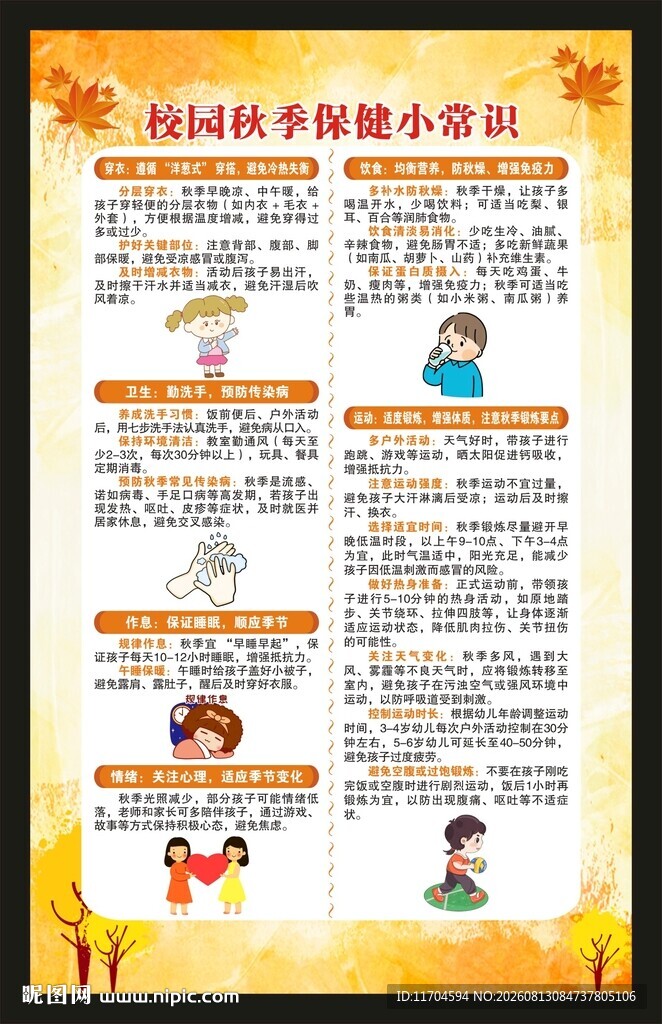 秋季健康保健知识海报