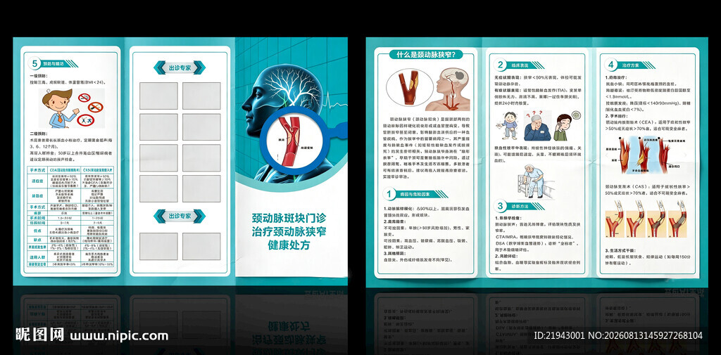 颈动脉狭窄健康处方三折页
