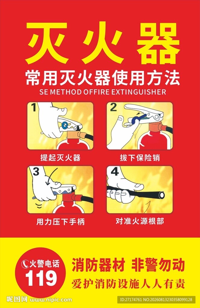 灭火器使用方法宣传海报