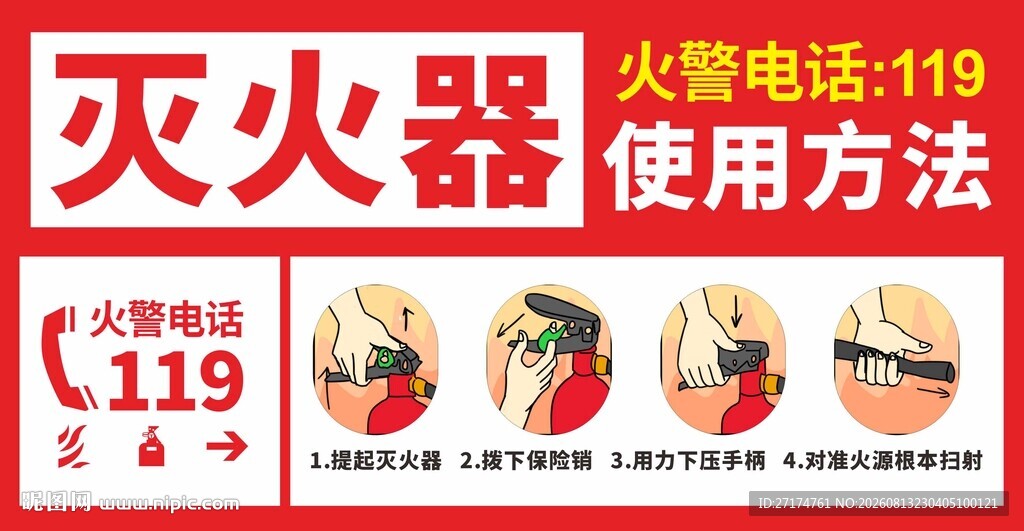 灭火器使用方法宣传海报