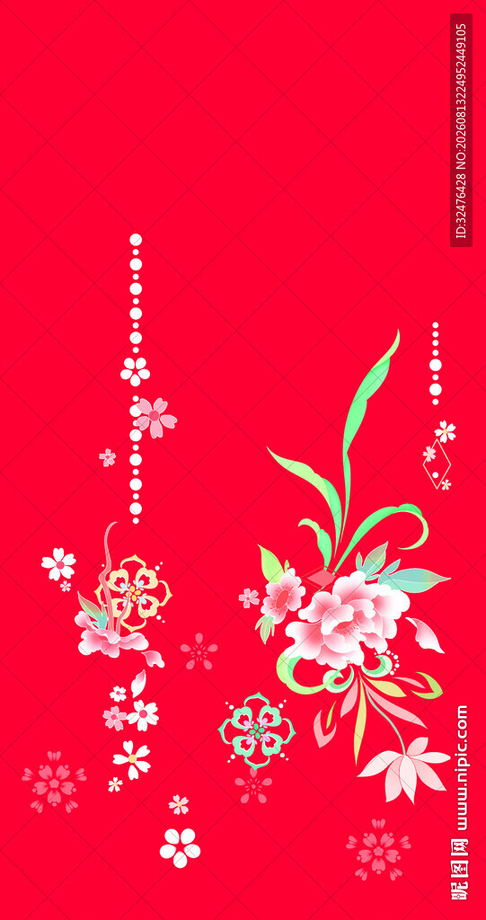 红色花卉装饰汉服