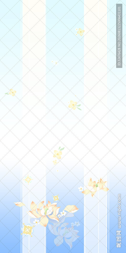 淡蓝底色飘洒黄色小花汉服