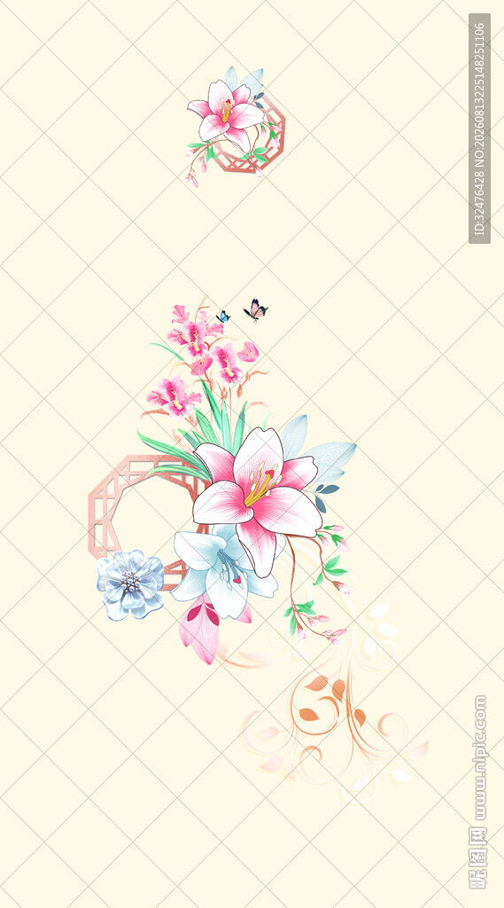 花卉刺绣图案汉服