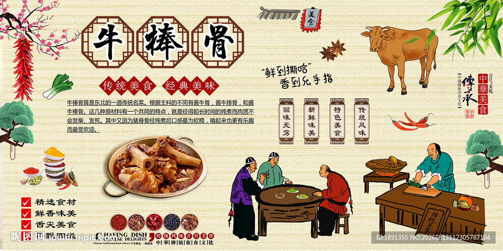 牛棒骨背景墙