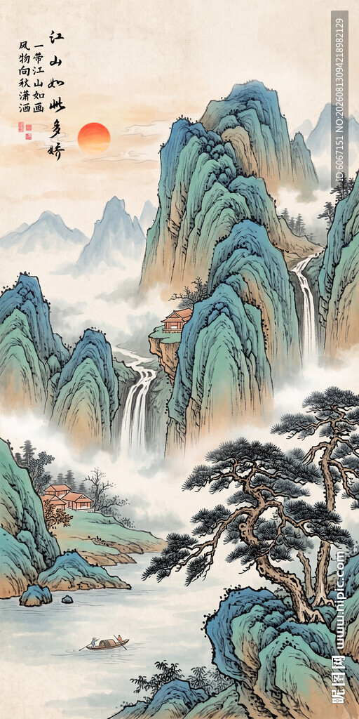 竖幅山水画