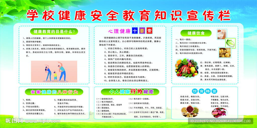 学校健康安全教育知识宣传栏