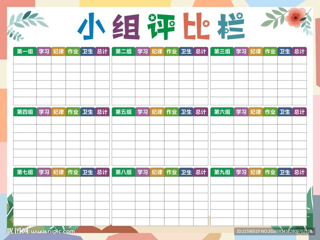 小组评比栏