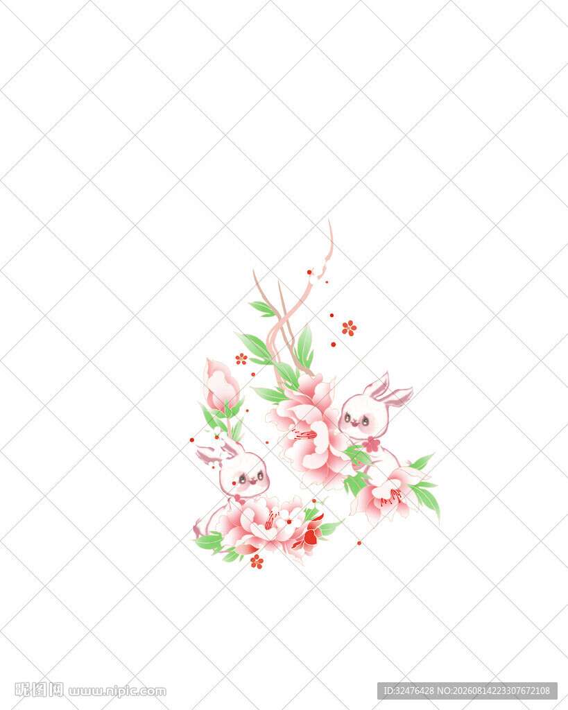 手绘粉色花卉汉服