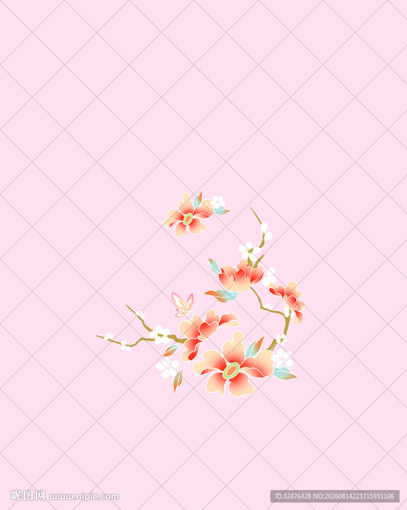 粉色背景中式汉服
