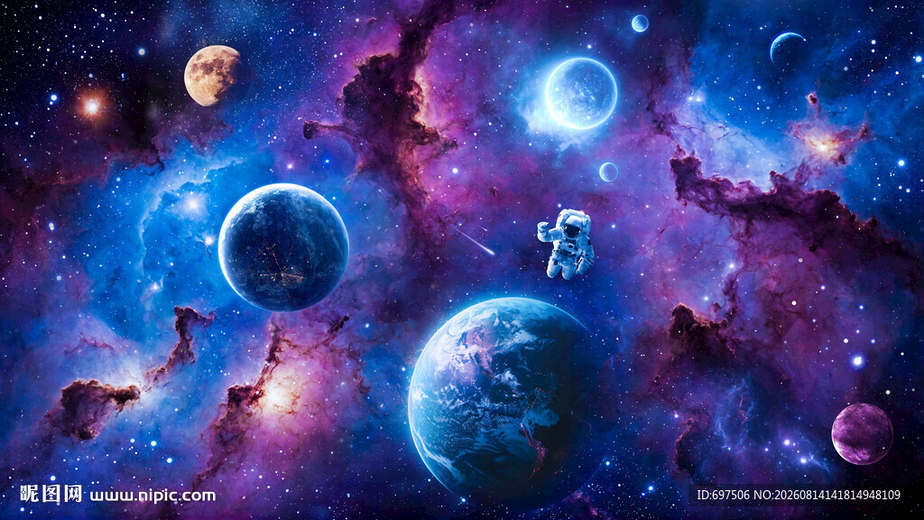 宇宙星球太空银河星空宇航员背景