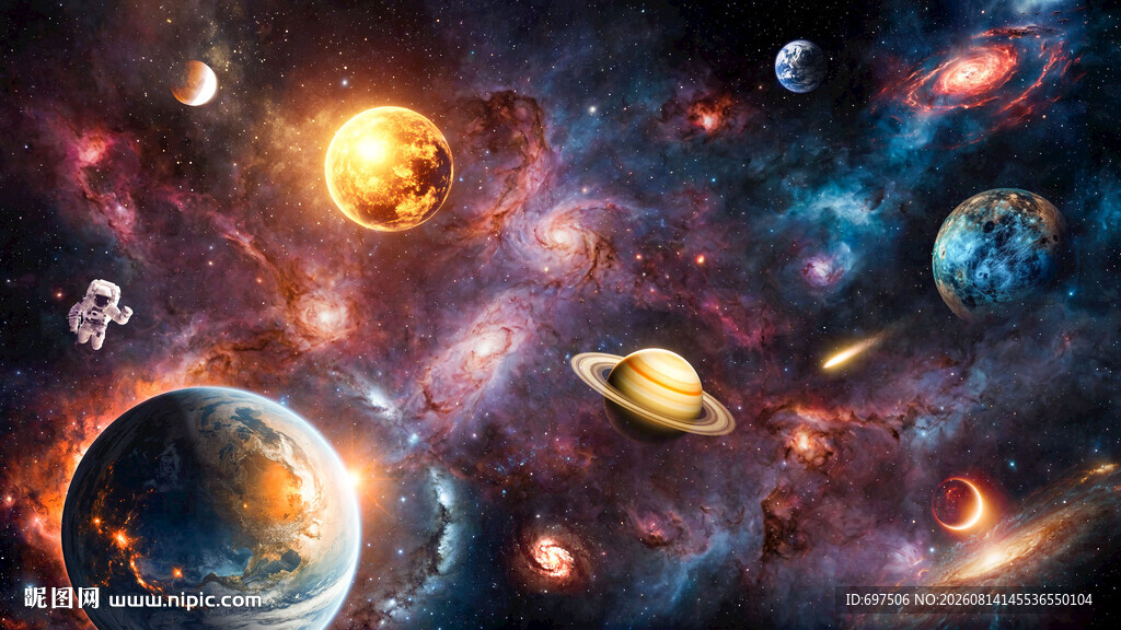 璀璨星河宇宙漩涡外太空星球背景