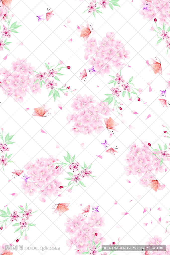 粉色花卉无缝汉服