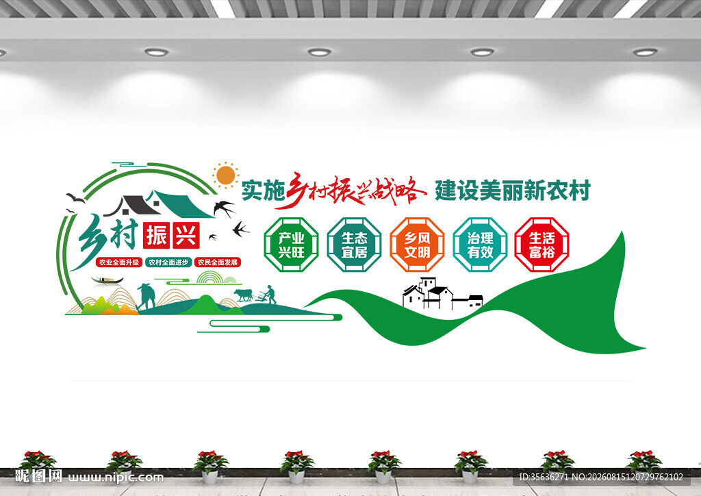 五个乡村振兴战略文化墙