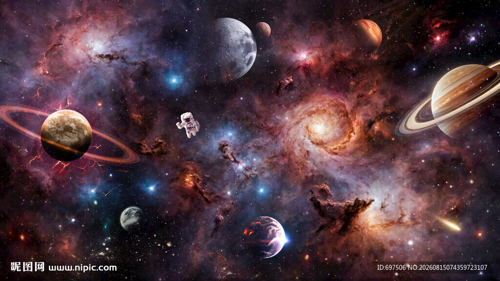 宇宙星球太空漩涡宇航员星空背景