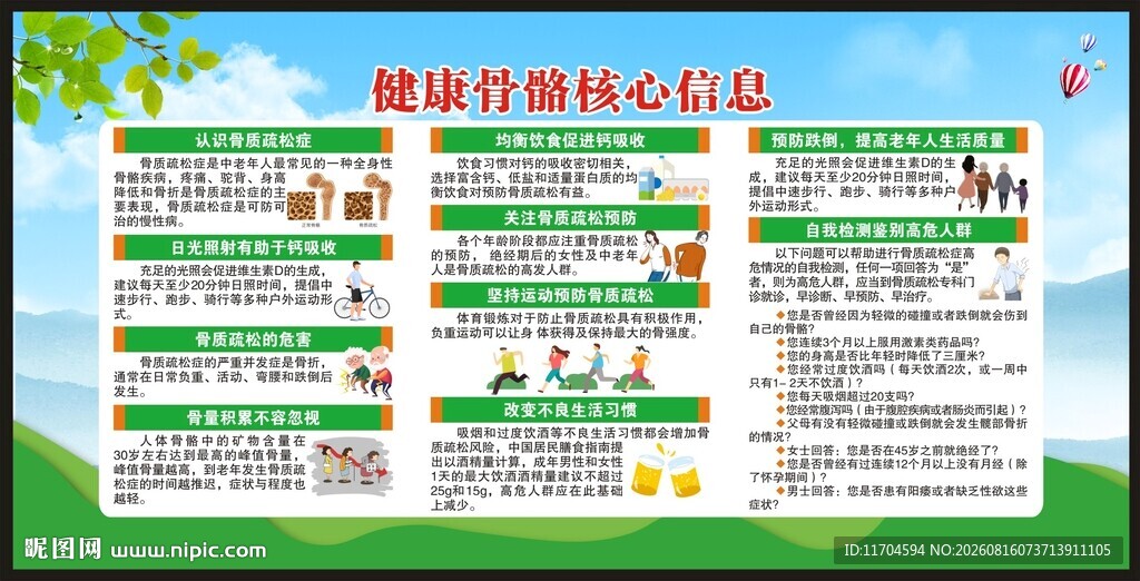 健康骨骼核心信息宣传栏