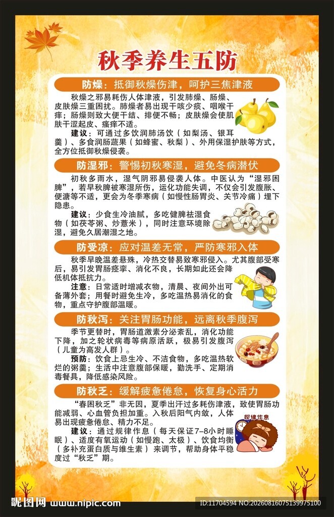 秋季养生知识海报