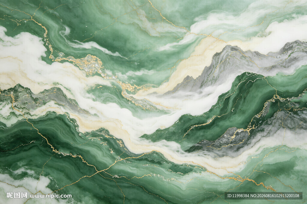 墨绿山水抽象画