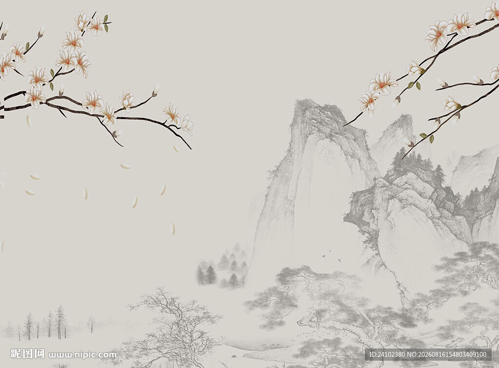 中式花鸟山水
